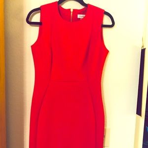 Calvin Klein NWT  Red Scuba Shealth Dress, Size 6